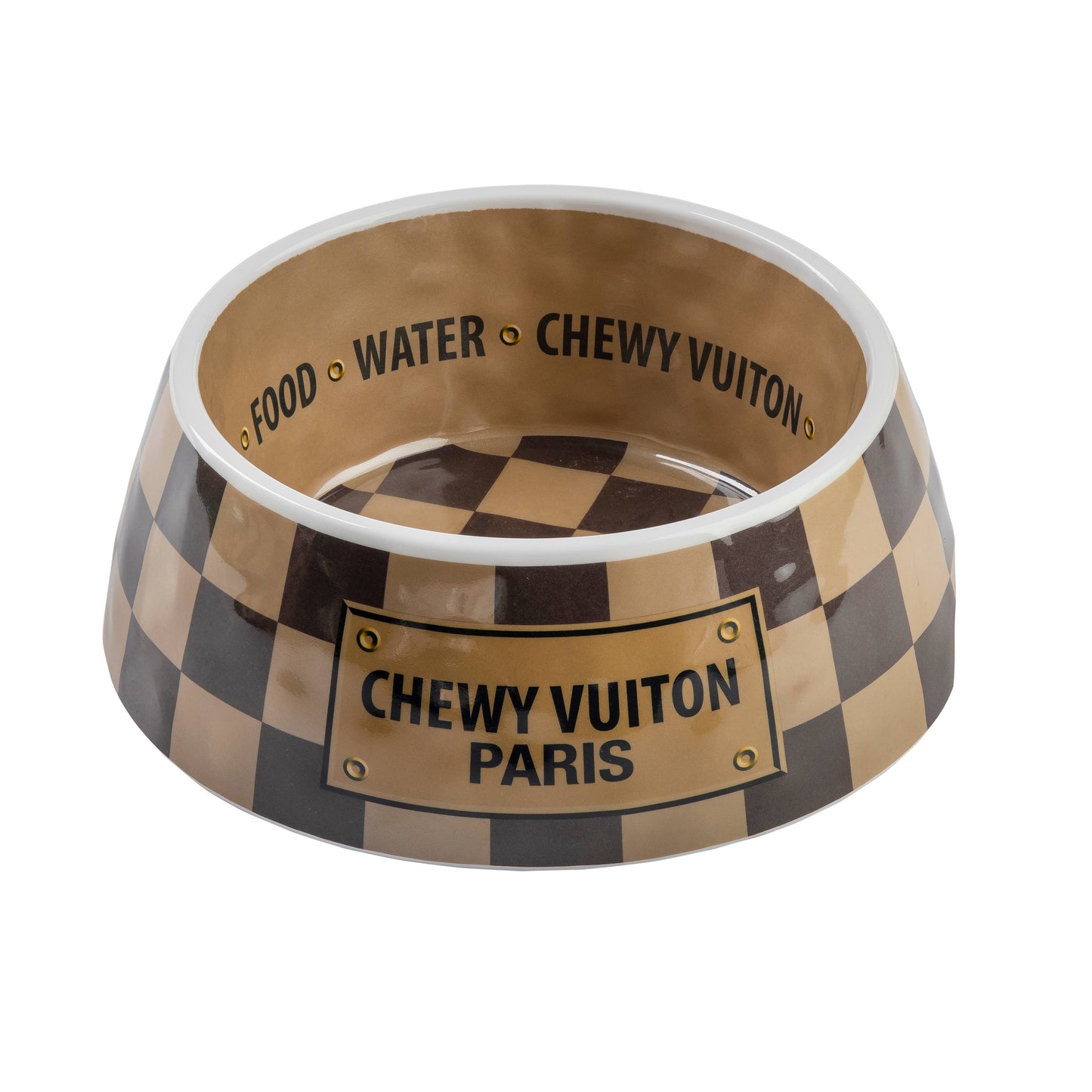 Checker Chewy Vuitton Bowl - 3 Sizes!! Dog Bowls