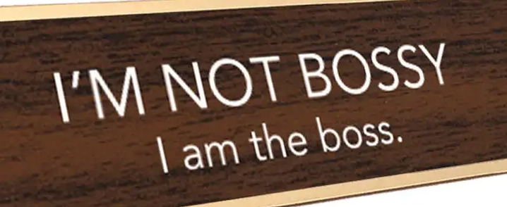 Desk Plate - (I'M NOT BOSSY) - Brown/Gold - 8 X 2 in