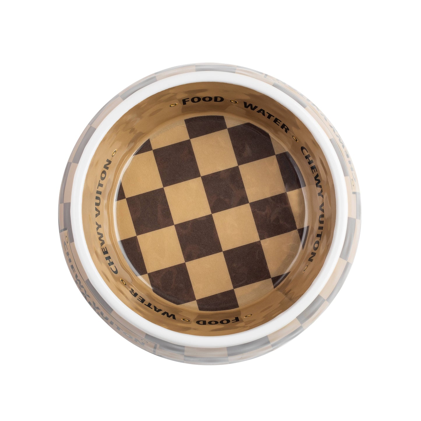 Checker Chewy Vuitton Bowl - 3 Sizes!! Dog Bowls