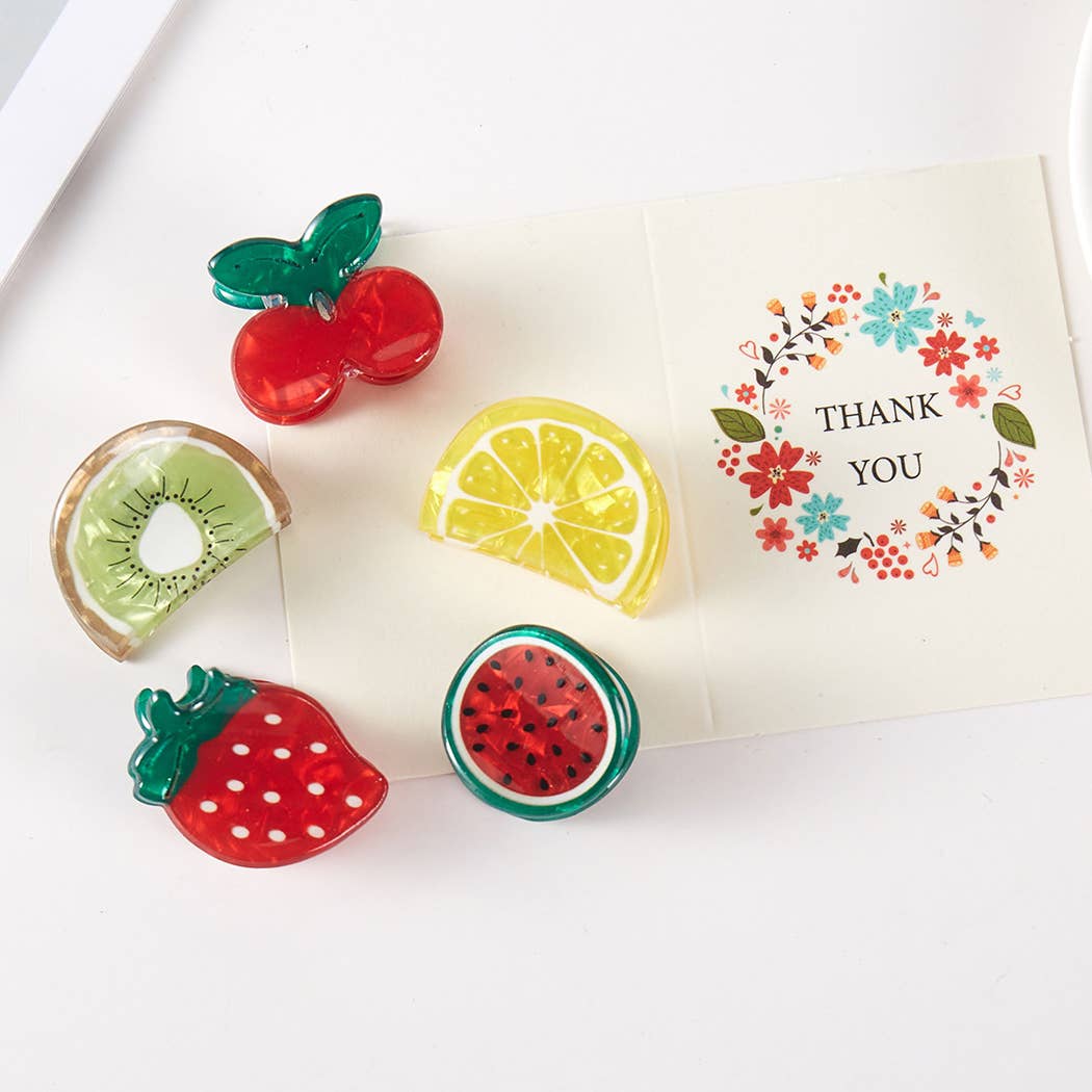 Fruit Shape Assorted Color Mini Claw Hair Clip Set
