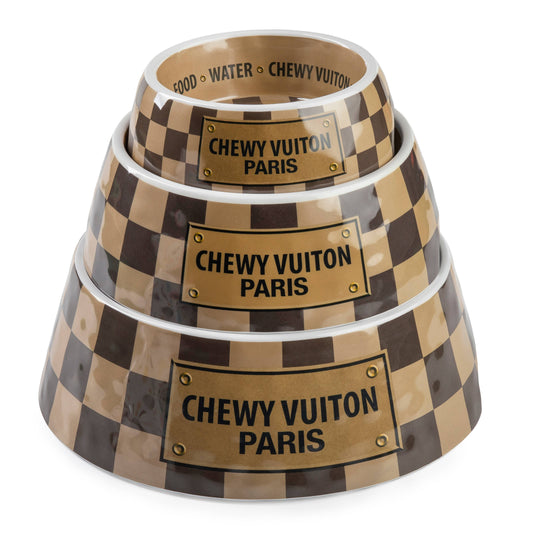 Checker Chewy Vuitton Bowl - 3 Sizes!! Dog Bowls