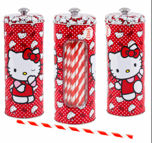 Hello Kitty Red Straw Holder 8.25 H"