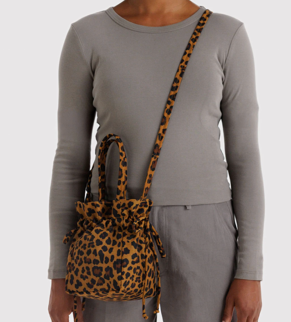 Nylon Drawstring Bag - Leopard