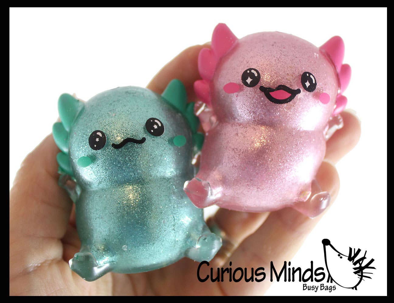 1 Axolotl Thick Metallic Gel Stress Ball - Sticky Fun Fidge
