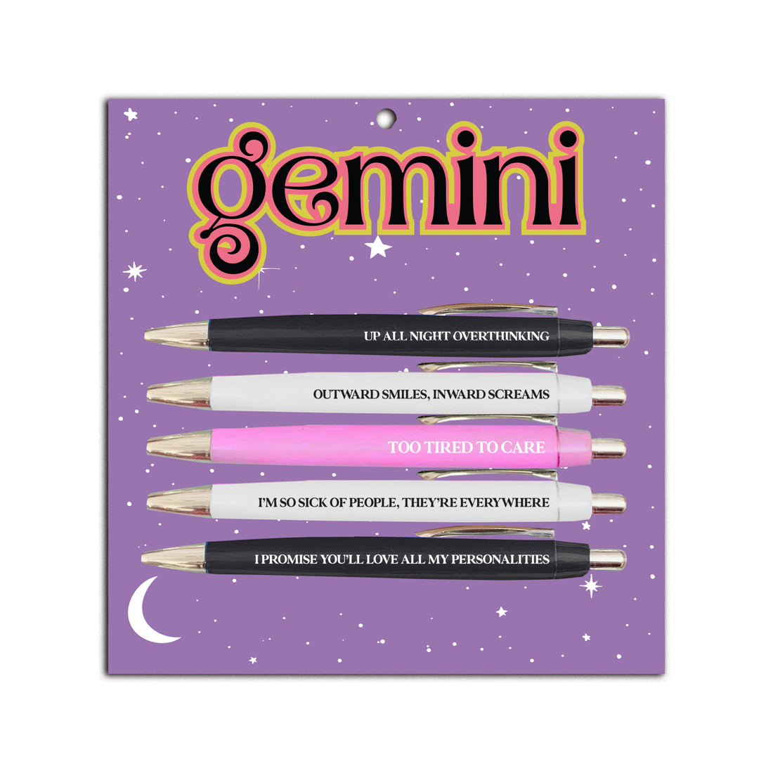 Gemini Pen Set (astrology, zodiac, funny, gift, friend, pens, stationery)