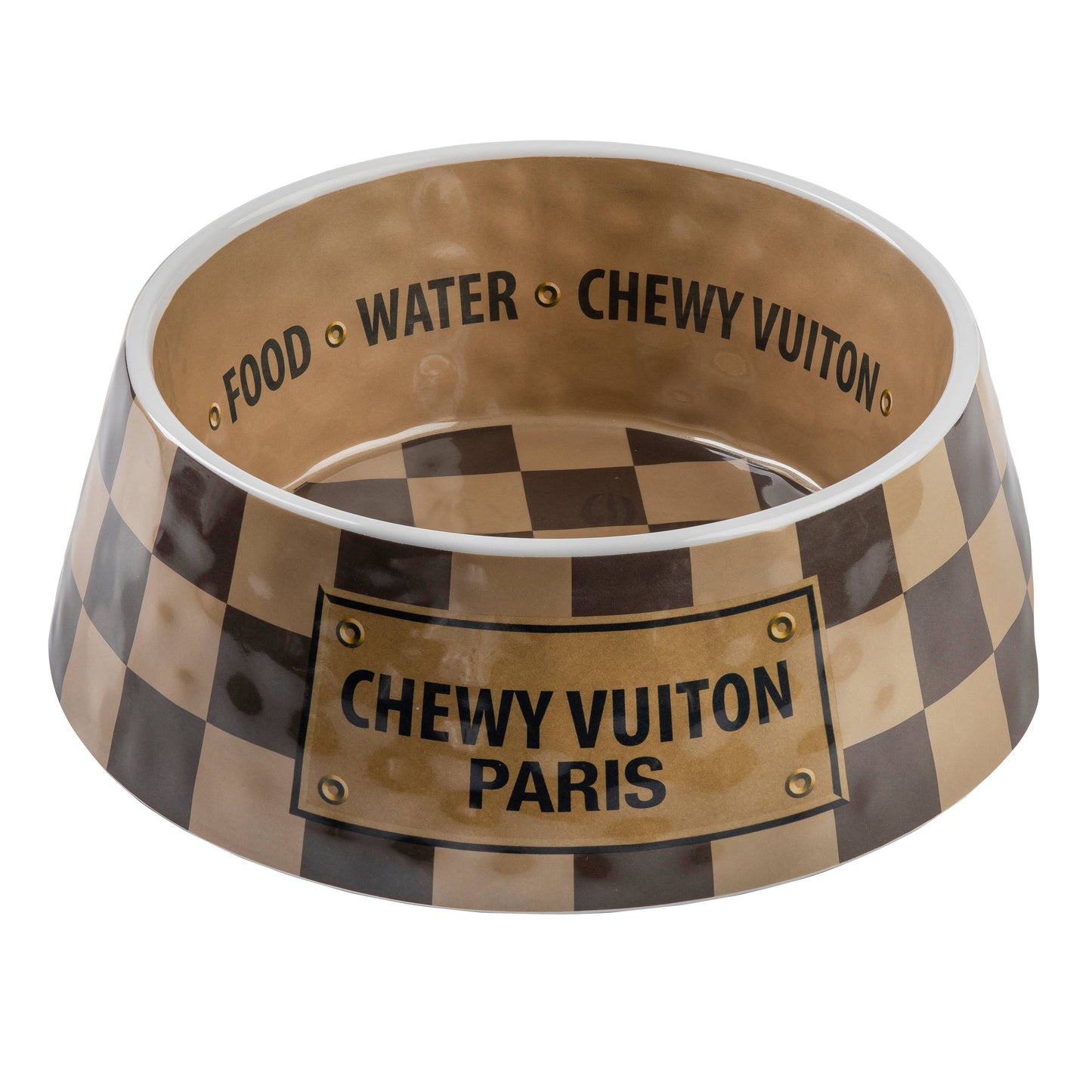 Checker Chewy Vuitton Bowl - 3 Sizes!! Dog Bowls