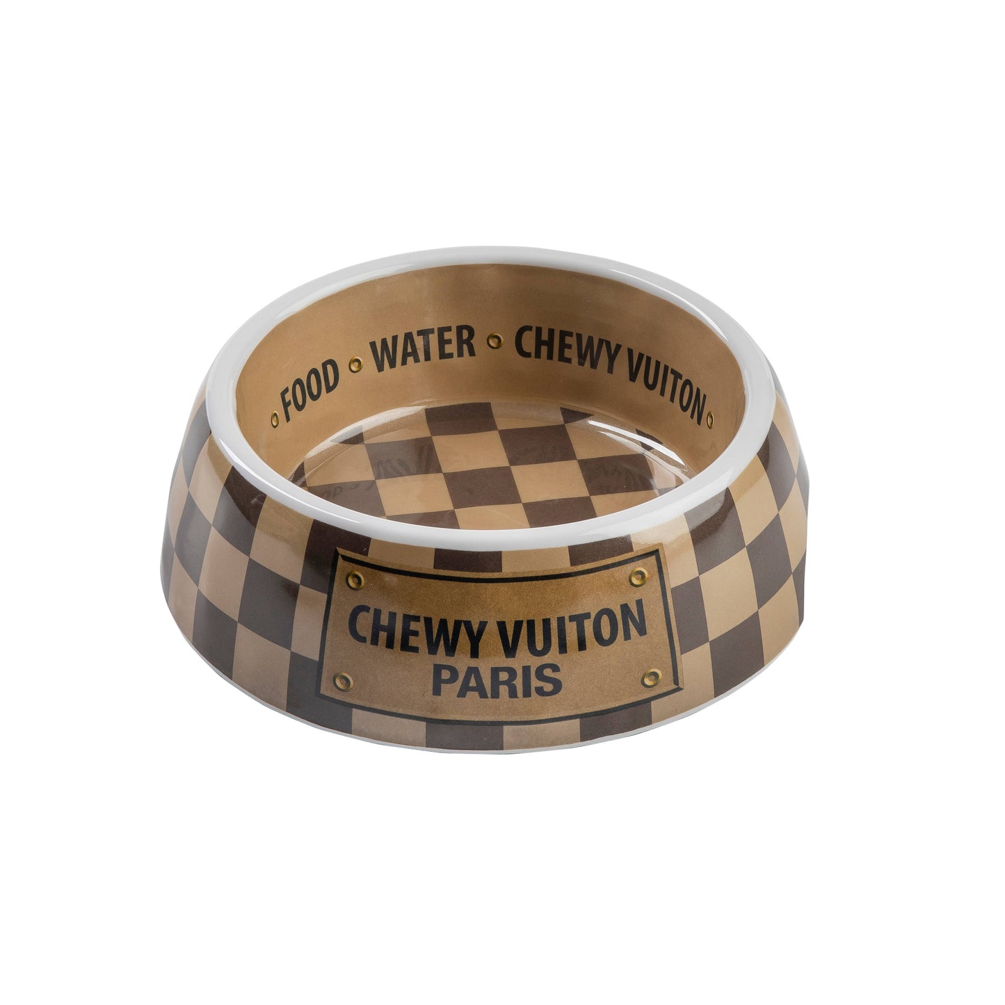 Checker Chewy Vuitton Bowl - 3 Sizes!! Dog Bowls