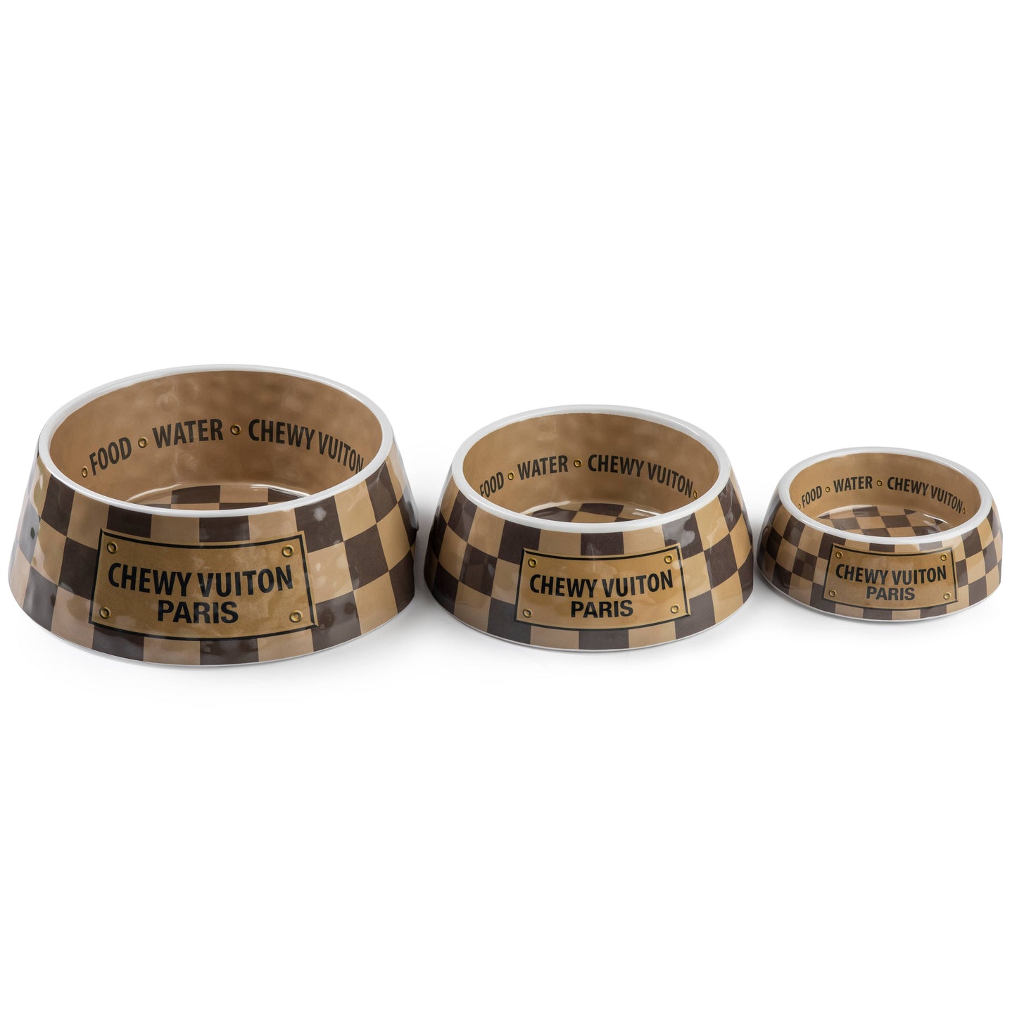 Checker Chewy Vuitton Bowl - 3 Sizes!! Dog Bowls