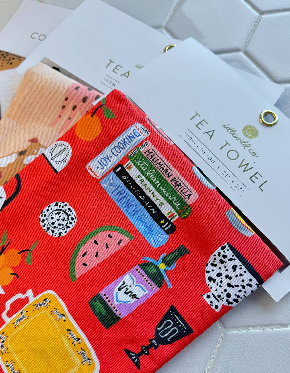Bagel Tea Towel with Embroidered Detail