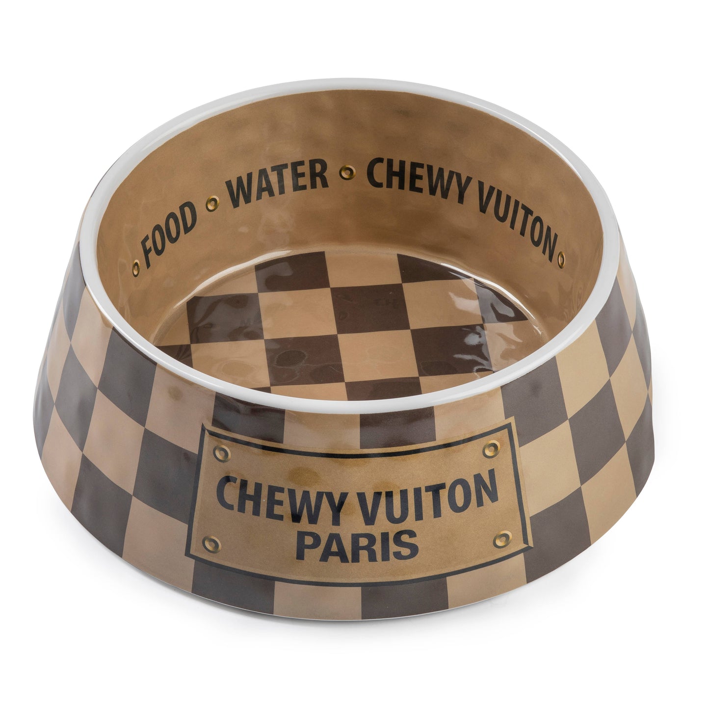 Checker Chewy Vuitton Bowl - 3 Sizes!! Dog Bowls