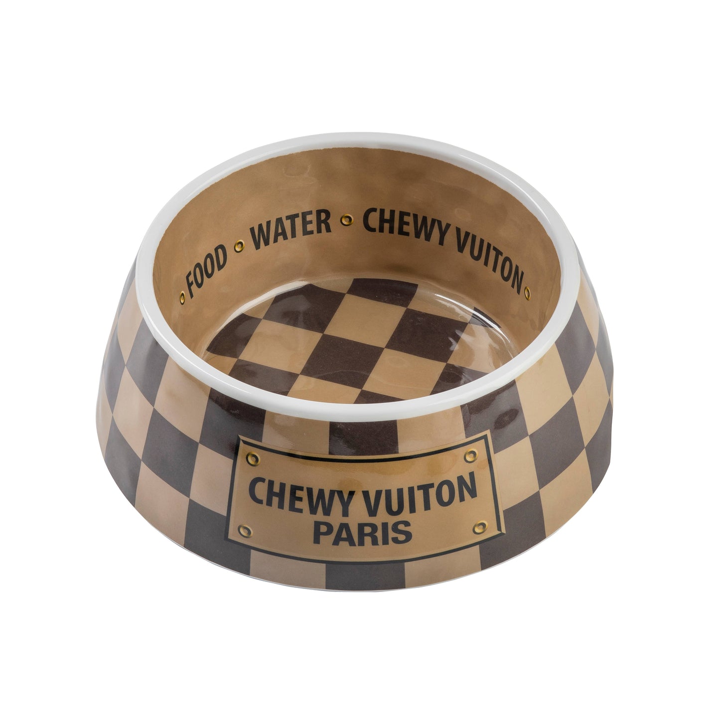 Checker Chewy Vuitton Bowl - 3 Sizes!! Dog Bowls