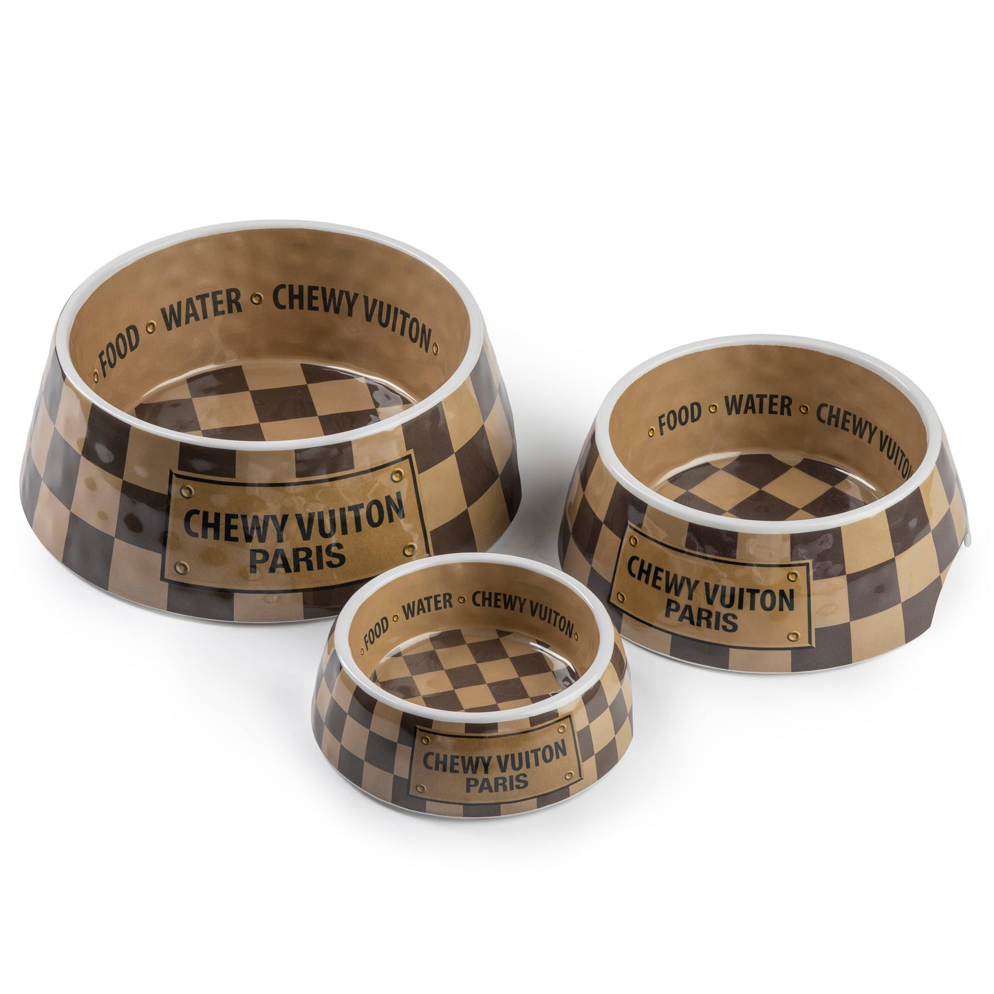 Checker Chewy Vuitton Bowl - 3 Sizes!! Dog Bowls