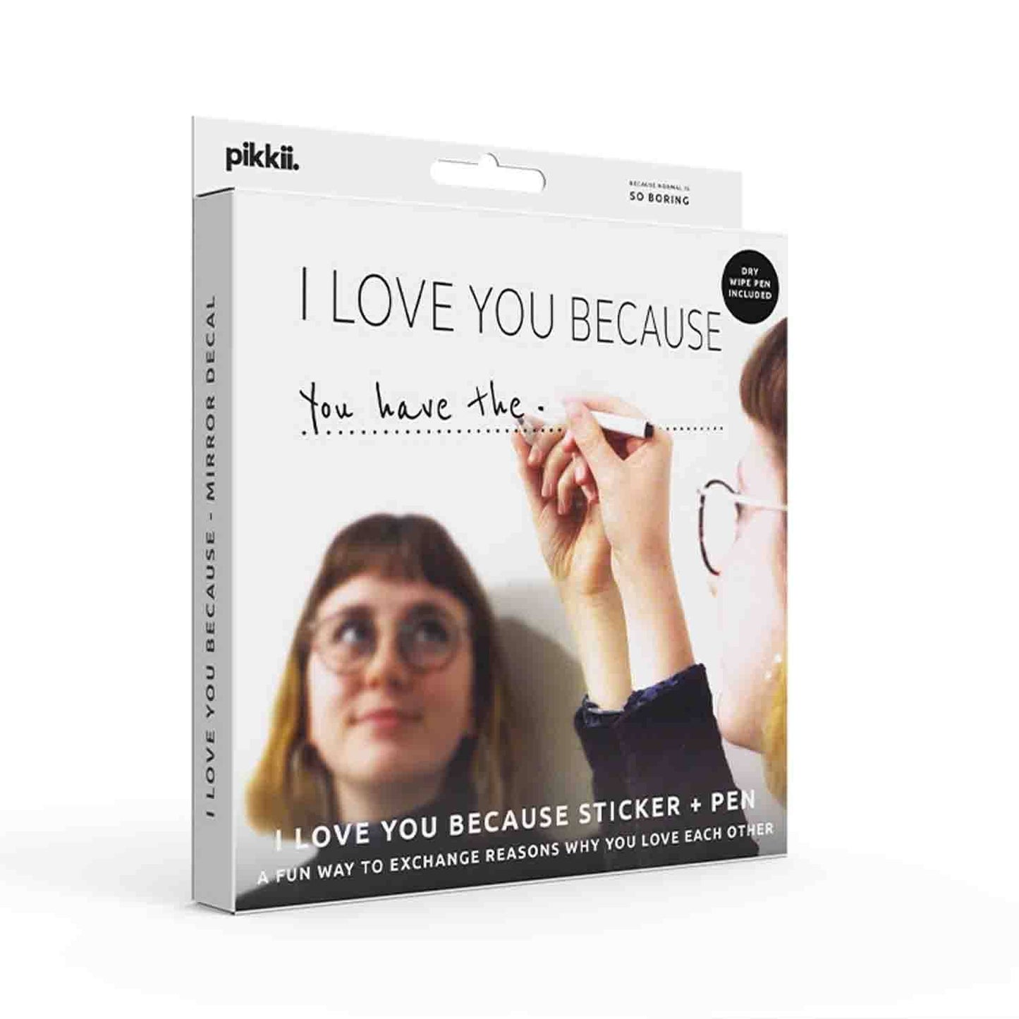 I Love You Because' Mirror Sticker + Pen Vinyl Decal Kit