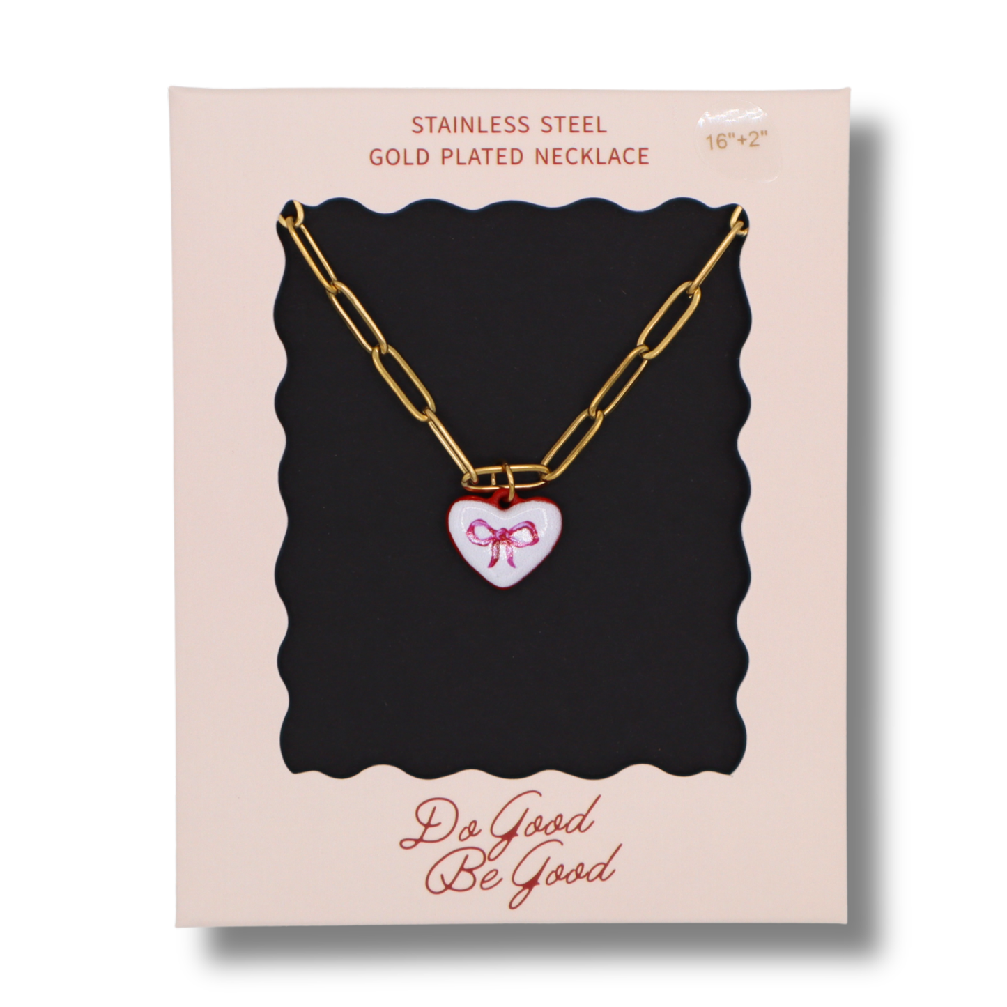 Heart Bow Charm Gold Plated Necklace