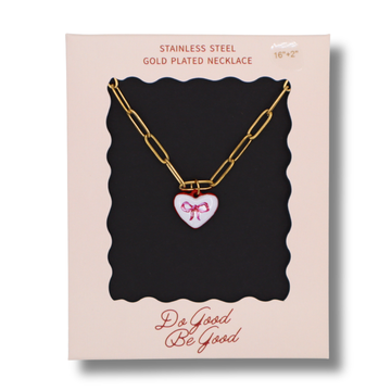 Heart Bow Charm Gold Plated Necklace