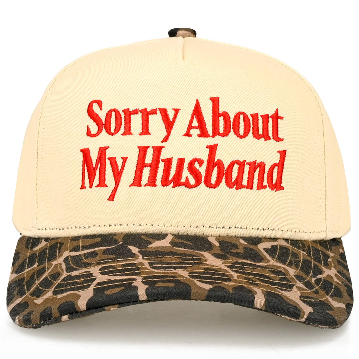 C.C SORRY ABOUT MY HUSBAND Letter Two Tone Trucker Hat