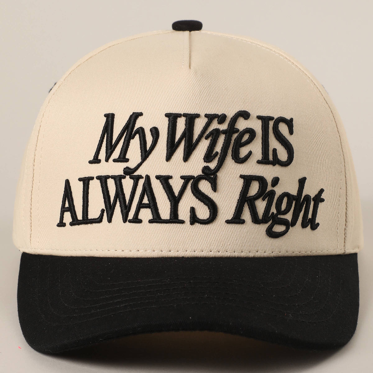 My Wife Is Always Right 3D Embroidery Two-Tone Trucker Hat