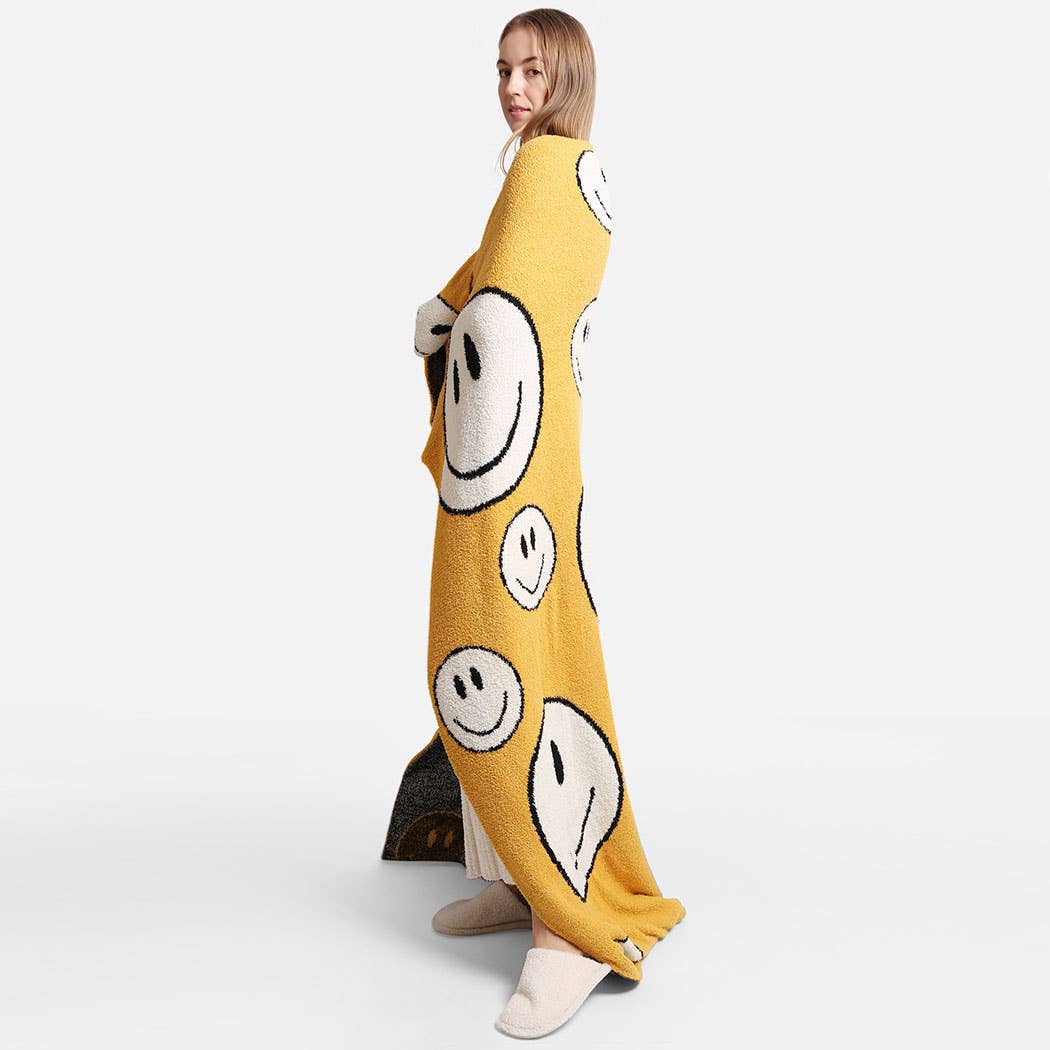 Happy Face Pattern Luxury Soft Throw Blanket