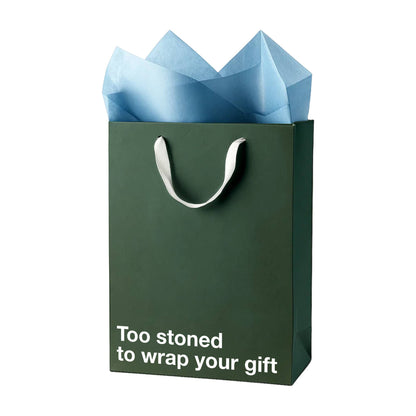 "Too stoned to wrap your gift" Funny Stoner Gift Bag