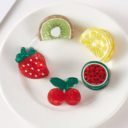 Fruit Shape Assorted Color Mini Claw Hair Clip Set