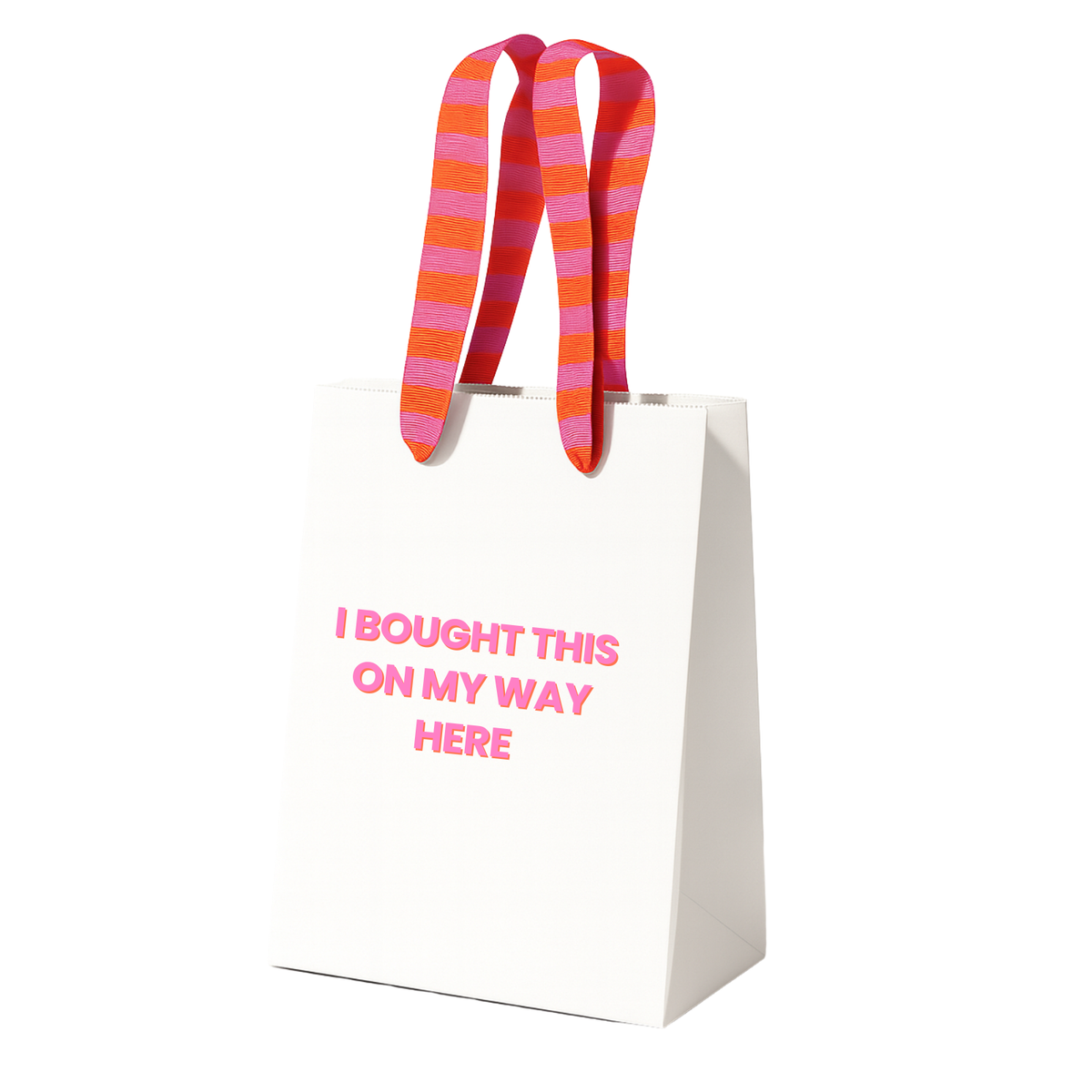 Funny Gift Bag | bought this on my way here | pink + orange