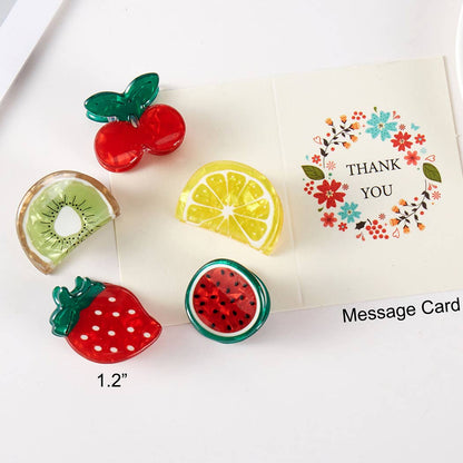 Fruit Shape Assorted Color Mini Claw Hair Clip Set