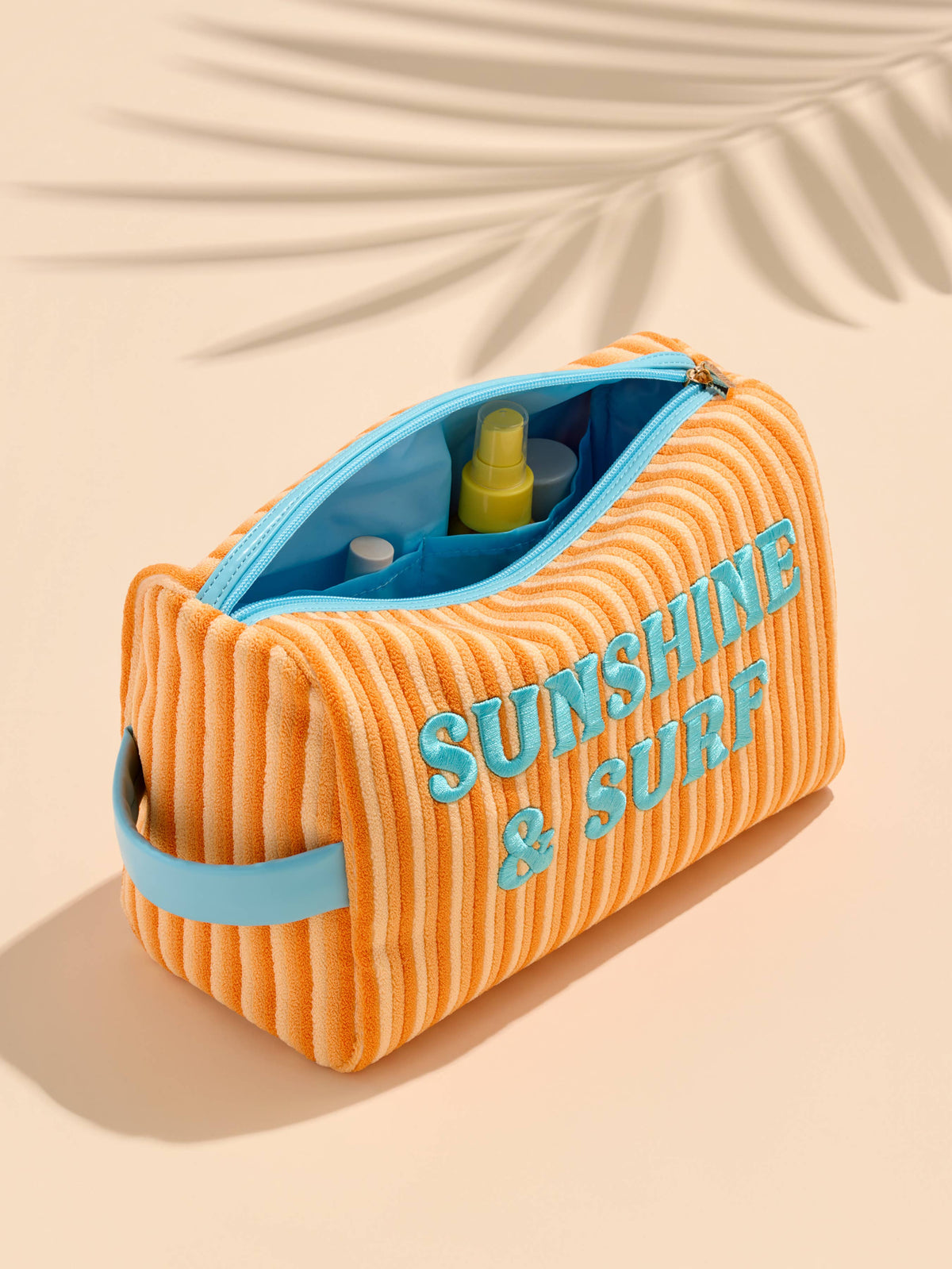 "SUNSHINE & SURF" LARGE ZIP POUCH,ORANGE