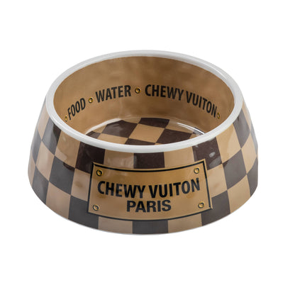 Checker Chewy Vuitton Bowl - 3 Sizes!! Dog Bowls