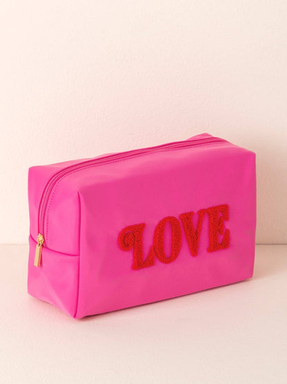 CARA "LOVE" LARGE COSMETIC POUCH, PINK