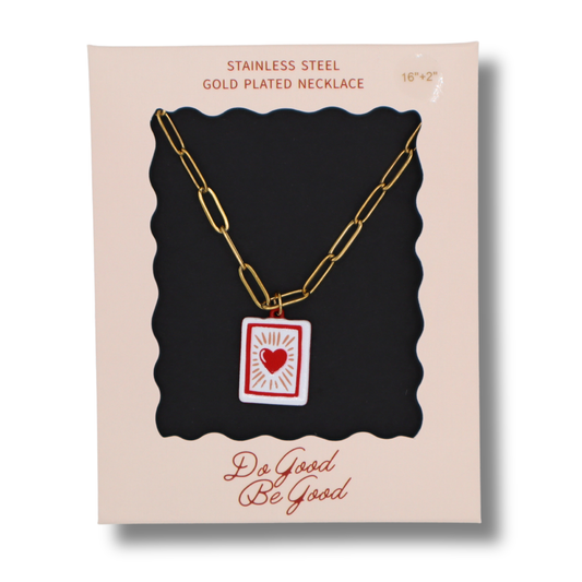 Heart Book Charm Gold Plated Necklace