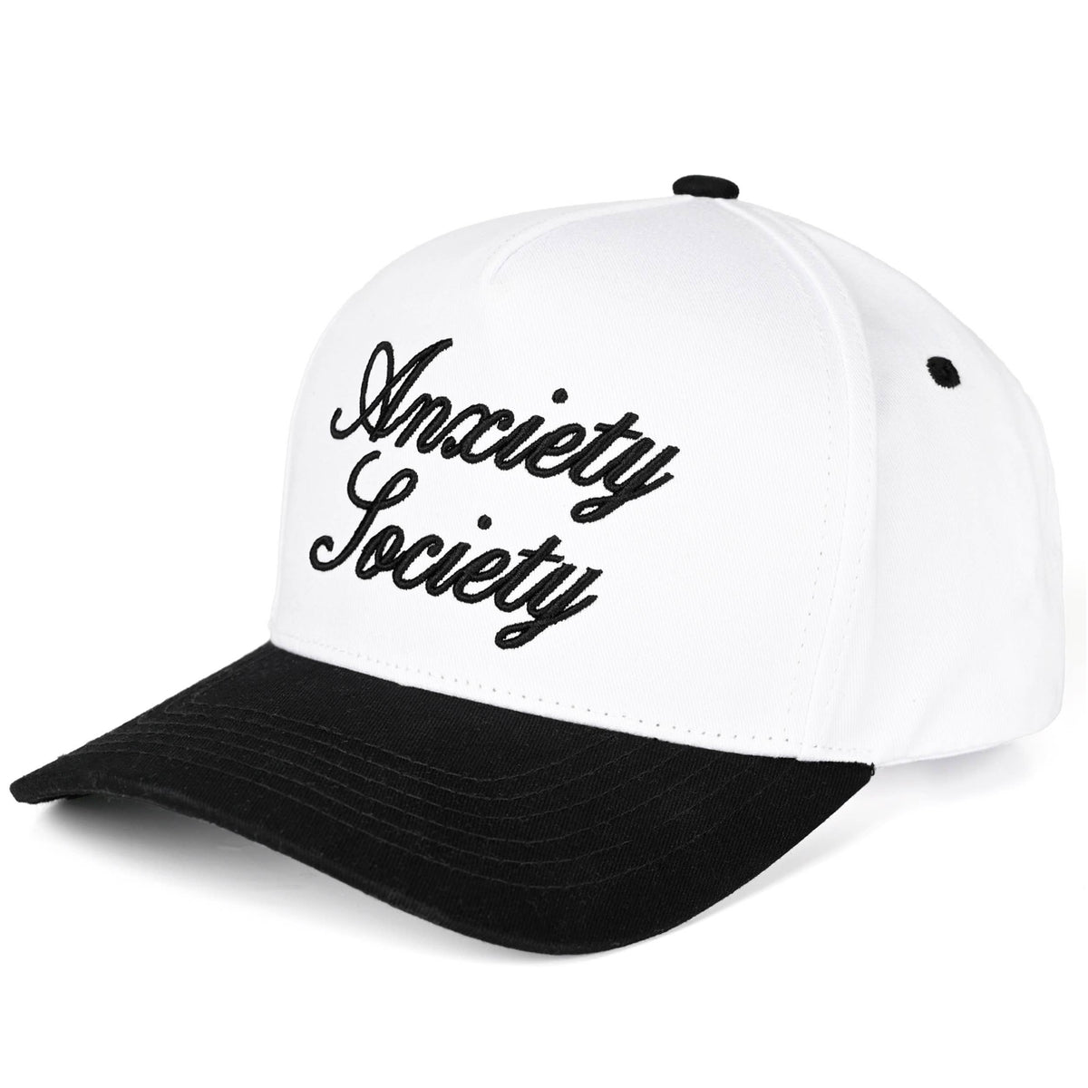 C.C ANXIETY SOCIETY Embroidered Letter Two Tone Trucker Hat