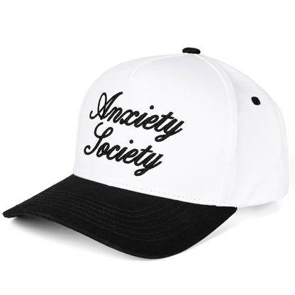 C.C ANXIETY SOCIETY Embroidered Letter Two Tone Trucker Hat