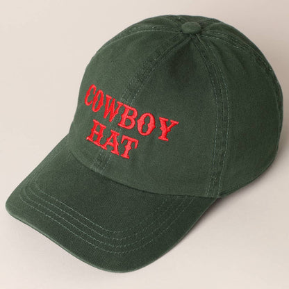 Cowboy Hat Text Embroidered Baseball Cap