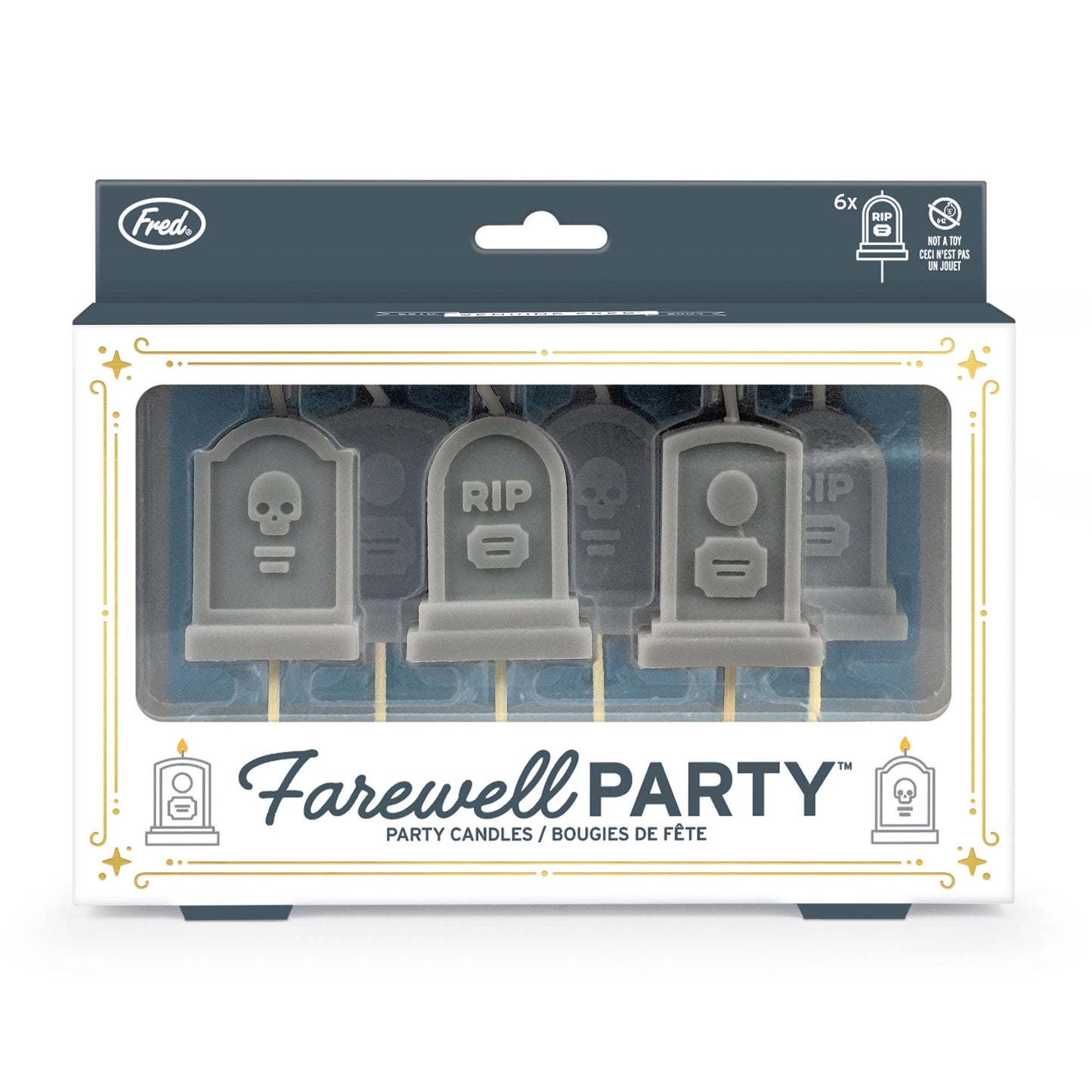 FAREWELL PARTY Tombstone Candles - Set of 6