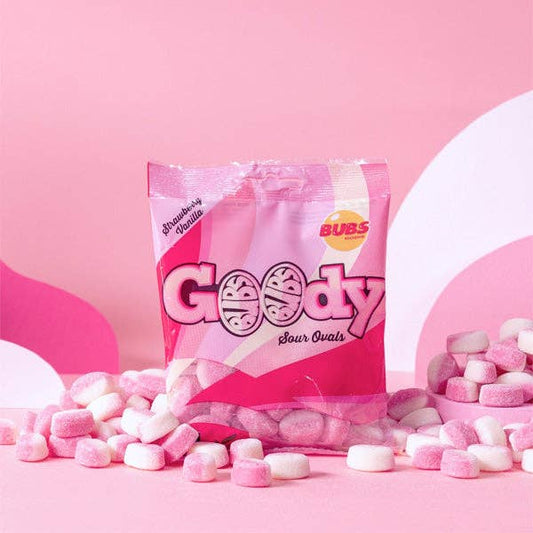 BUBS Godis: Sour Strawberry Vanilla Goody Ovals (3.17oz)