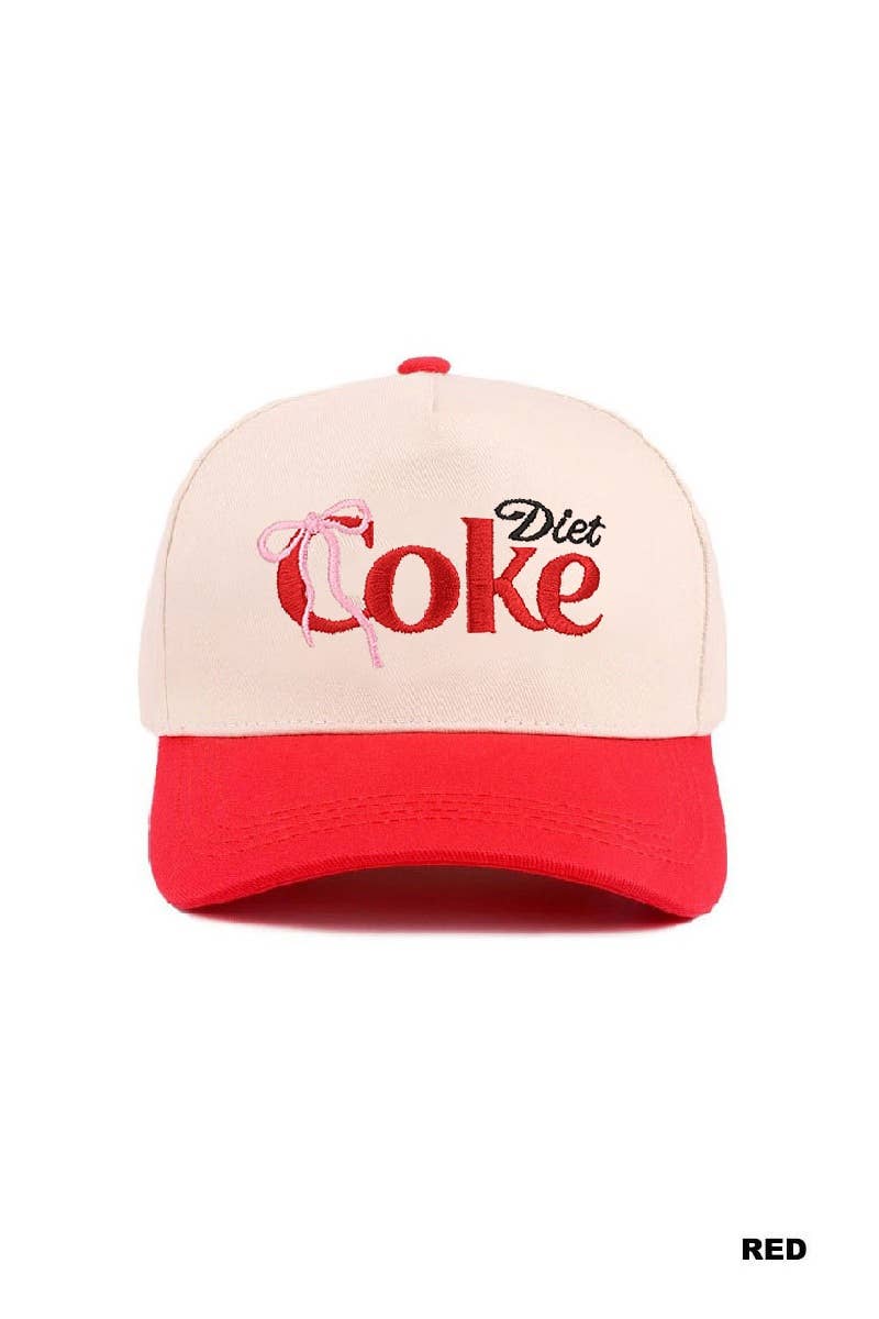 Coquette Bow Diet Coke Two Tone Cotton Hat SI-29570 Zenana Consgt.