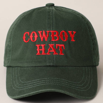 Cowboy Hat Text Embroidered Baseball Cap