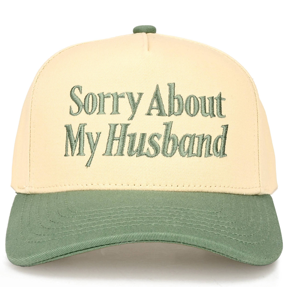 C.C SORRY ABOUT MY HUSBAND Letter Two Tone Trucker Hat