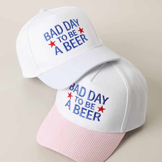 BAD DAY TO BE A BEER Embroidered Seersucker Brim Trucker Hat