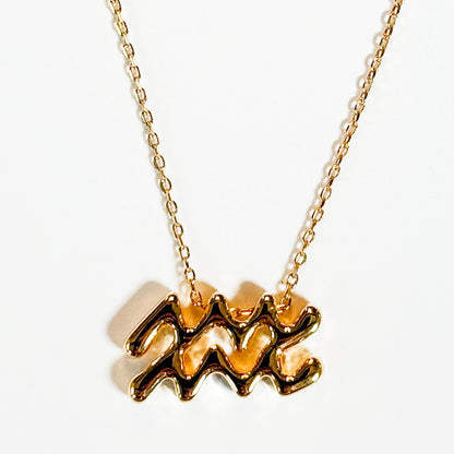 Gold Dipped Zodiac Sign Pendant Necklace
