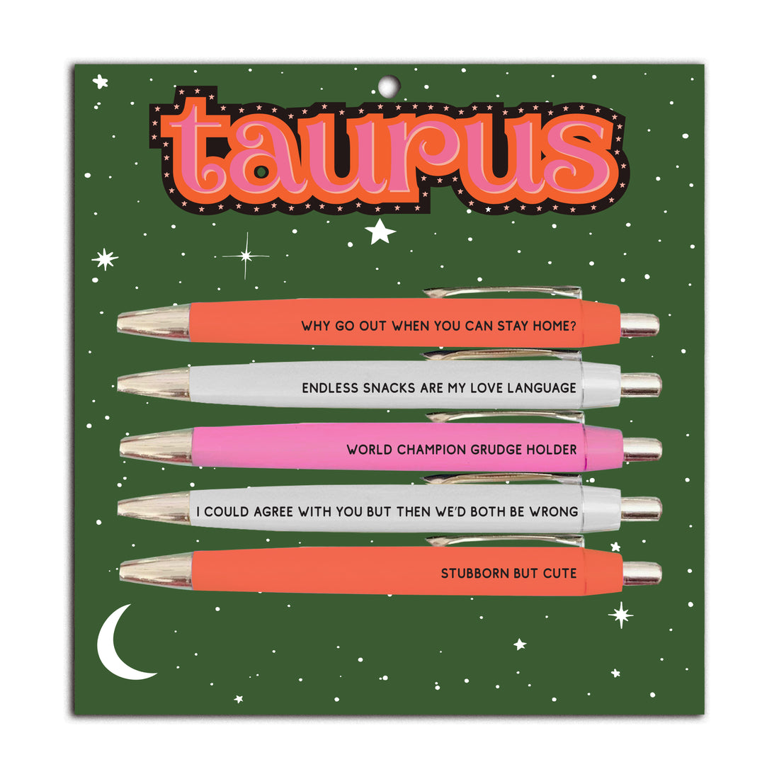 Taurus Pen Set (astrology, zodiac, funny, spring, easter, pens, stationery)