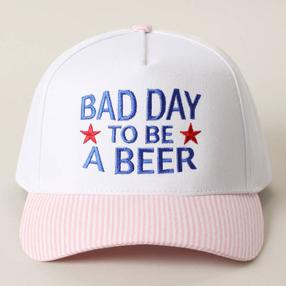 BAD DAY TO BE A BEER Embroidered Seersucker Brim Trucker Hat