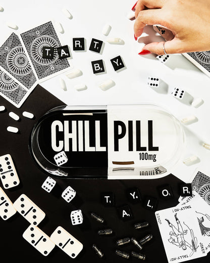 Chill Pill Trinket Tray in Black & White