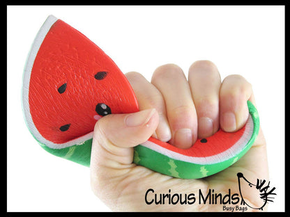 1 Squishy Slow Rise Watermelon Slice -  Scented Sensory, Str