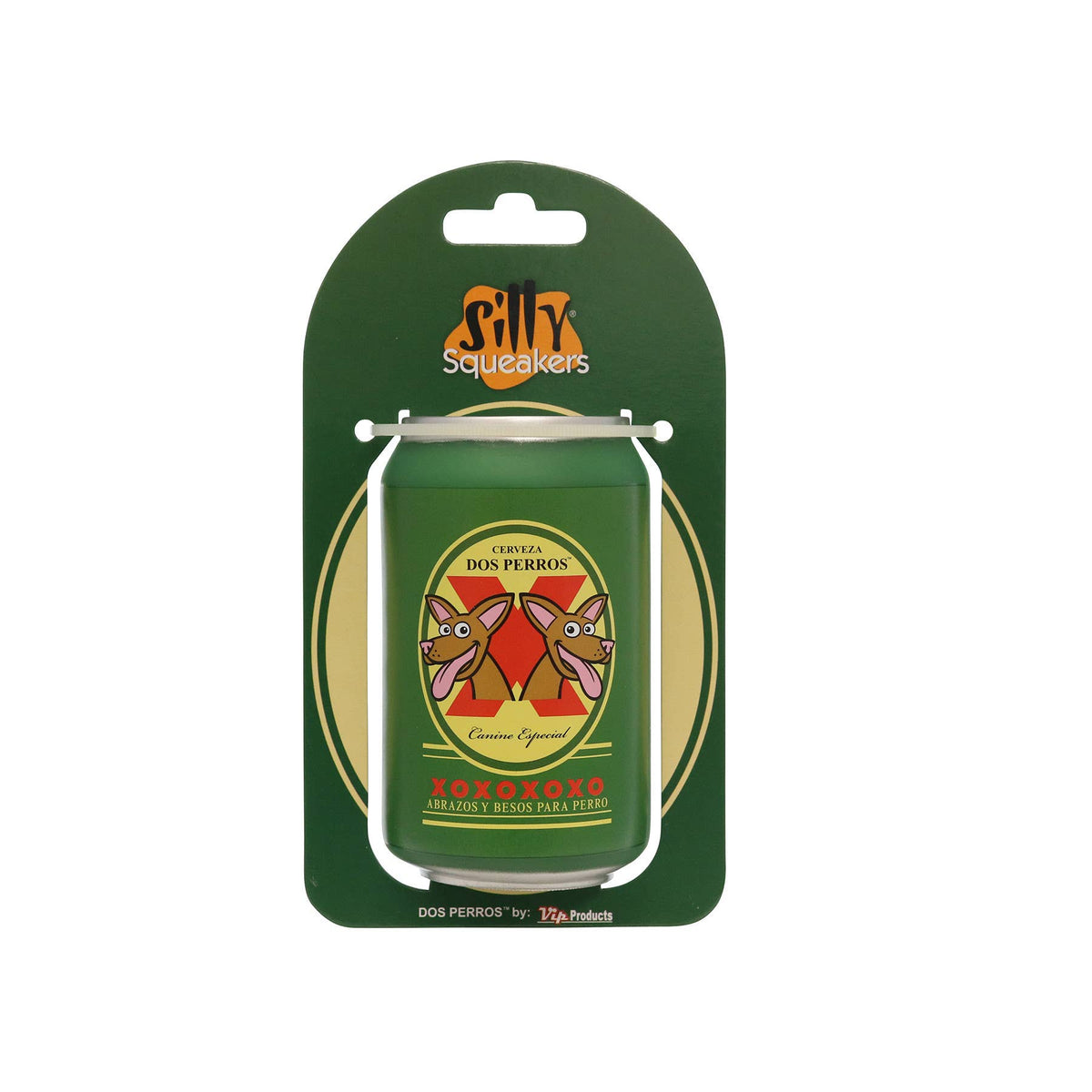 Silly Squeaker Beer Can Dos Perros, Squeaky Novelty Dog Toy