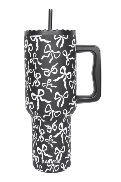 Black & White Bows All Over 38 Oz Drink Tumbler