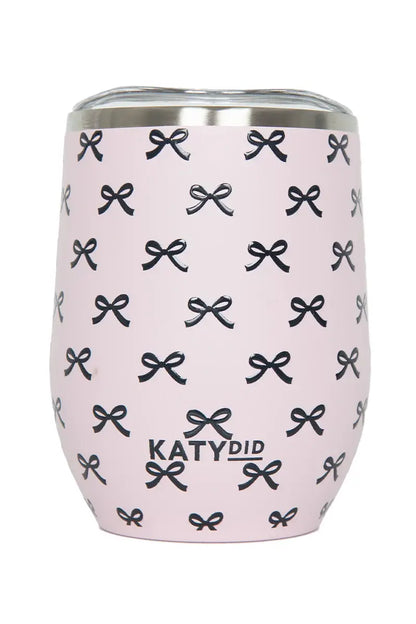 Black & Pink Mini Bows Insulated Wine Tumbler For Graduation