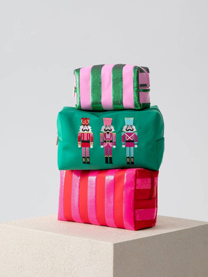 CARA STRIPE ZIP POUCH, GREEN