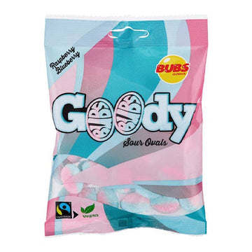 BUBS Godis: Sour Raspberry & Blueberry Goody Ovals (90g)