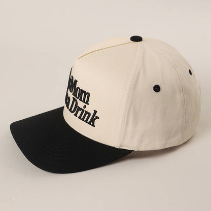 THIS MOM NEEDS A DRINK Embroidered Two-Tone Trucker Hat